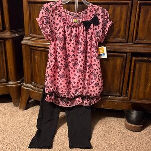 Healthtex Pink and Black Bow Pattern Outfit